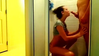 Horny enjoys bathroom sex with her lucky bf: Blowjob, Doggy  Missonary Porn