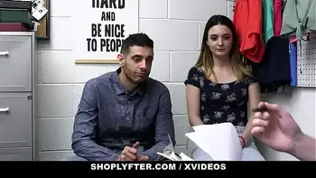 Mall cop fucking and dominating hot girlfriend in front of cuckold boyfriend