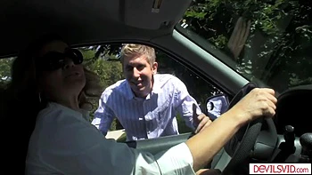 Guy pussy licking and fucking his big tits blonde mum in law