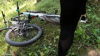 Blonde Teen Alisa Lovely Sucks Cock and Swallows Cum on a Forest Bike Ride POV