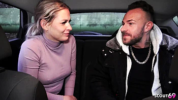 German Blonde Teen Lisa Public Car Blowjob & Risky Fuck with Cum in Mouth