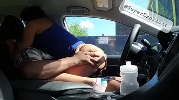 Pulled over at a gas station because she couldn't wait to get home