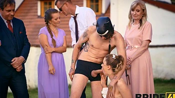 Andrea and her husband fucked outdoors in sexy lingerie and stockings