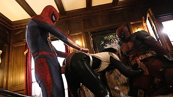 Hot ebony chick Ana Foxxx in a comic book scene