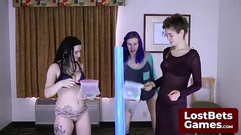 Lesbian Strip Game: Aften Opal and Celestina Blooms Play Elefino, Loser Gets Naked
