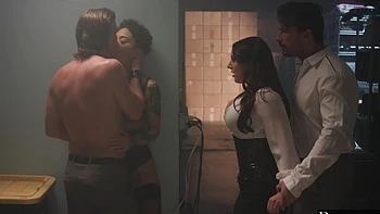 Angela White gets her pussy filled by a huge cock in a passionate scene.