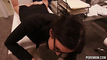 Perv-mom And Shay Sights - Milf Boss Fucks Her Stepson On Her Office!
