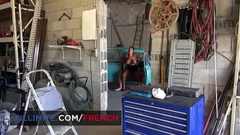 Intense sex in a garage with a busty cougar