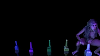 A girl testing dildos: 3D porn