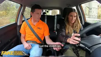 FakeDrivingSchool Backseat Fuck for Eveline Dellai After Breakdown