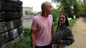 Brunette Serina Gomez gets her pussy railed by porn dan and Dean Van Damme