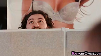 Stunning busty office MILF pussysmashed