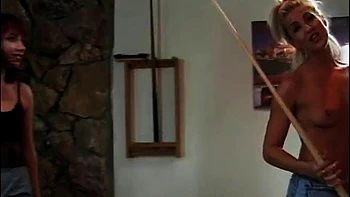 Blonde and redhaired lusty carpet munchers make love on the pool table