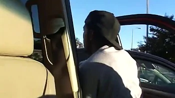 Blonde with tiny tits blows black guy