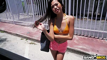 Tiny Asian Pussy Stretched on The Bus