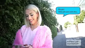 Pretty blonde slut Sky Pierce meets random guy online for a dirty hookup