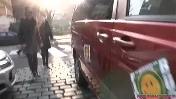 Uma and Lara took stranger on the streets for horny fuck in the car