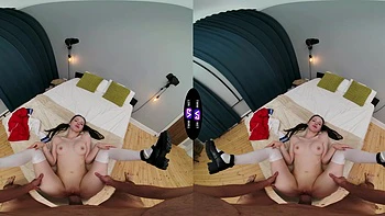 Virtual reality sex with pale teen Dakota Doll in doggy style