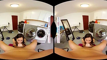 Your hot girlfriend Alina Lopez surprises you With a pussy rub show In the laundry