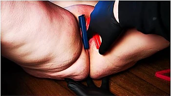 Labia And Clit With Candle, Clips And Brush