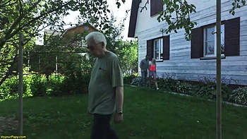 Old Man Surprises Couple Having Anal Sex