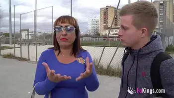 SUPER-TITTED Andrea seduces her son's friend and makes him debut in porn