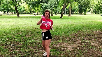 Two guys fuck pretty brunette Lily Blossom in an intense threesome scene