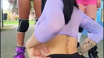 Naughty Latinas Flash Tits in Public - Before Lesbian Threesome with Dripping Pussies: Porn