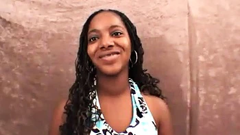 Ebony slut sucks and jerks off cock in POV