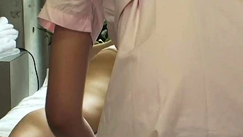 First time Japanese lesbian massage client adorably reacts