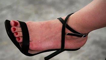 Busty Inked Xwife Karen Rubs Dick With Her Soft Feet