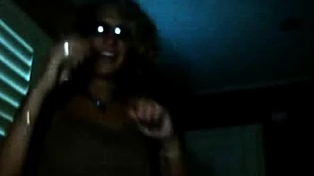 Blonde Amateur Strips on Webcam Wearing a Blue Necklace