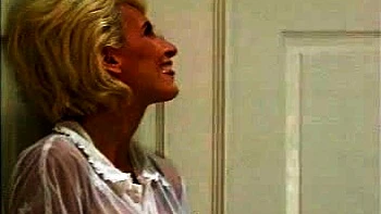 Busty curly brunette with big boobs fucks on couch