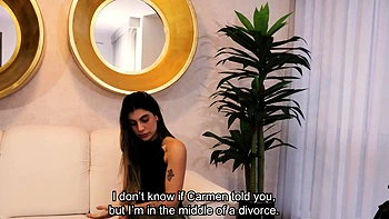 Small tit brunette gives a POV blowjob