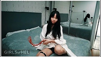 Cute Asian Teen Plays With Herself On The Bed While Waiting To Be Fucked - Baebi Hel