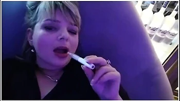 Public Smoking In Restourant And Toilet Play Big Boobs