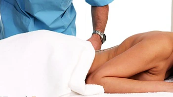 Hot Asian babe gets a massage and a big cock