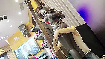Chinese public supension bondage in latex