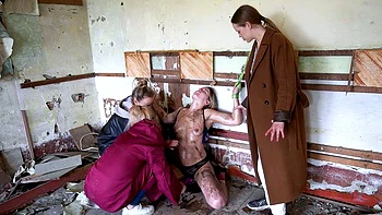 Blonde and brunette lesbians toying cunt