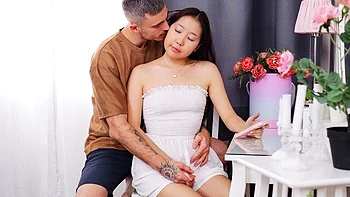 Gorgeous missionary pose fuck with a long-legged Asian Anna Abit
