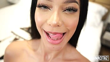 Slender young brunette Rebecca Johnson fucked in the cowgirl pose