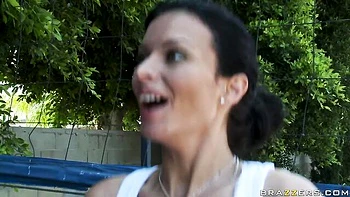 Astonishing busty brunette Bailey Brooks is enjoying this huge cock