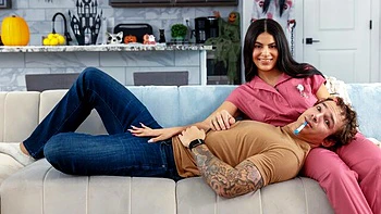 Flexible young brunette Angel Gostosa is feeling a long dick inside