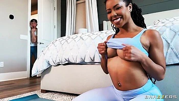 Fake-boobed brunette Kira Noir nicely impaled by massive wiener