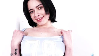 Astonishing brunette Baiba Doll is enjoying touching her crack