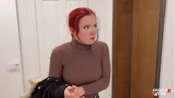 Freezing Girlfriend Warmed Up Hard Sex and Swallowed Cum