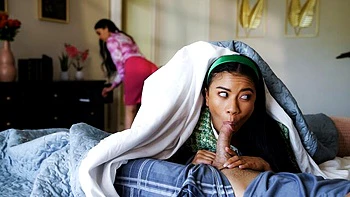 Gorgeous brunette Ameena Green is enjoying interracial dick-riding