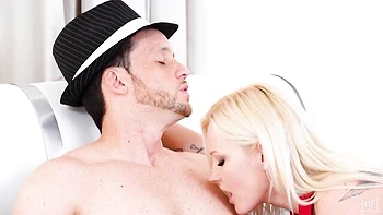 Big-boobed blonde Zazie Skymm rammed in the doggy style