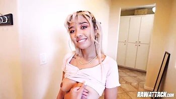 Angelic Asian blonde Gia Dibella fucked like a cheap doll in the bed