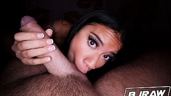 Face-fucking session with a passionate brunette Ameena Green